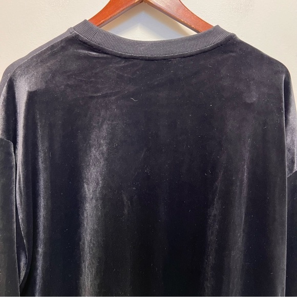 Athleta Retroplush Velvet Crewneck Sweatshirt Black Snap Button Side Slit - Picture 9 of 13